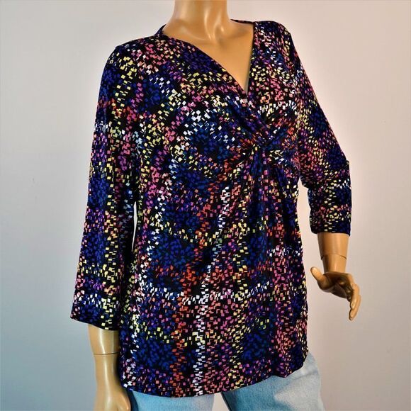 Liz Claiborne Mosaic Stretch Blouse - Picture 4 of 6